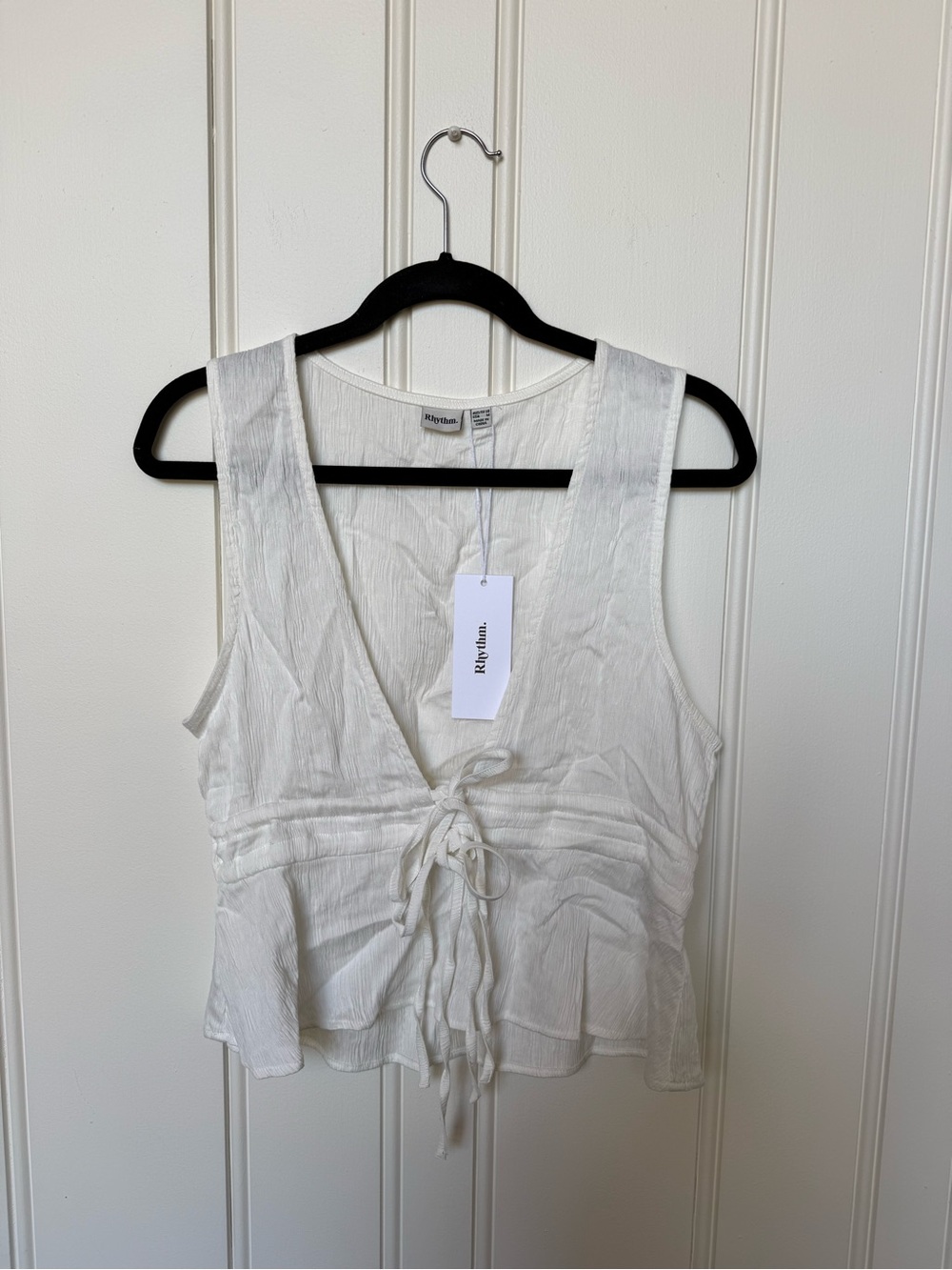 Rhythm. White Tie-Front Peplum Camisole